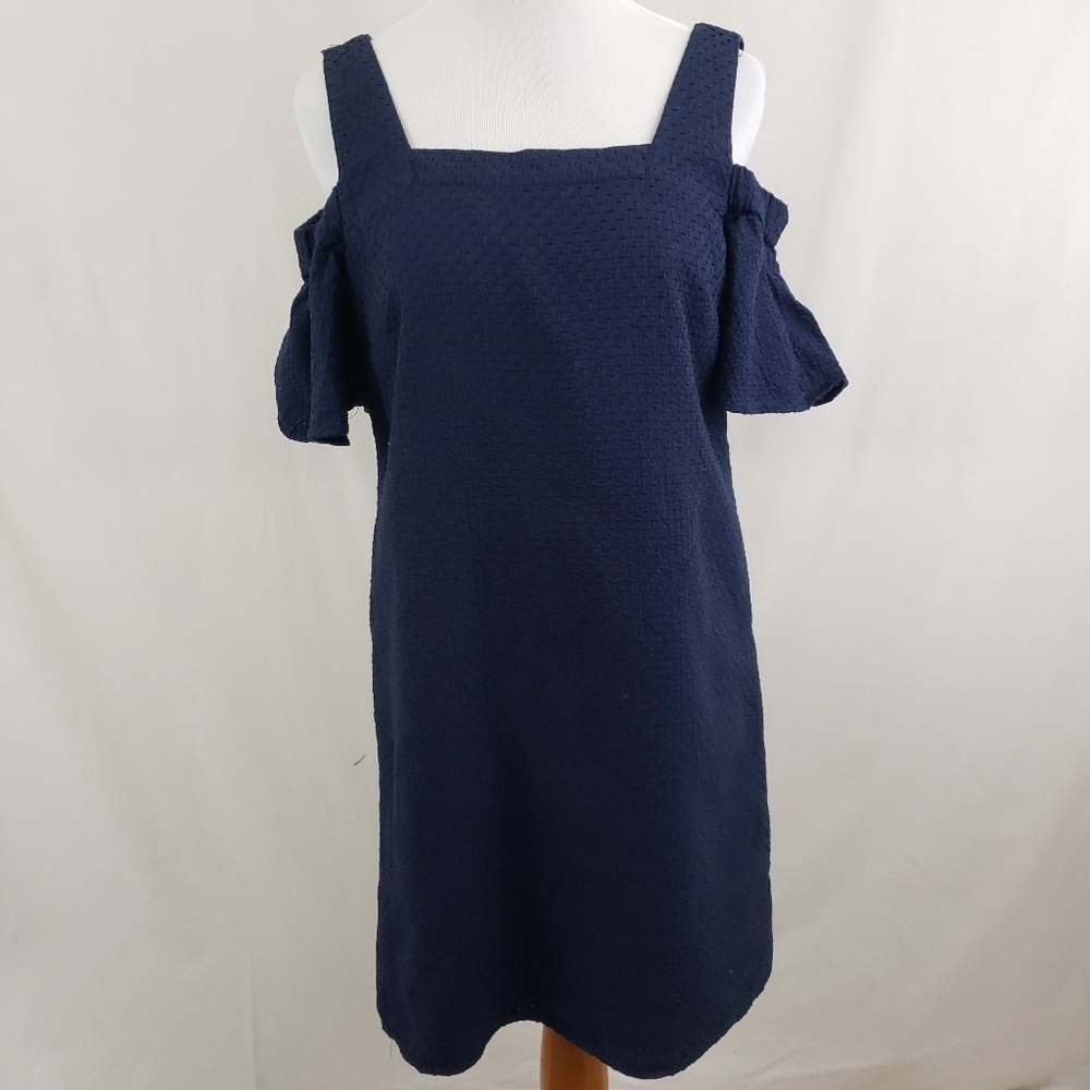 J Crew Dress Navy Blue Textured size Small Boho Preppy Beachy